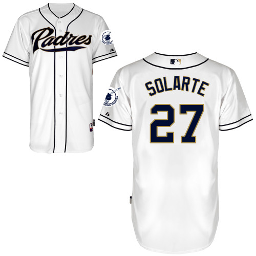 Yangervis Solarte #27 MLB Jersey-San Diego Padres Men's Authentic Home White Cool Base Baseball Jersey